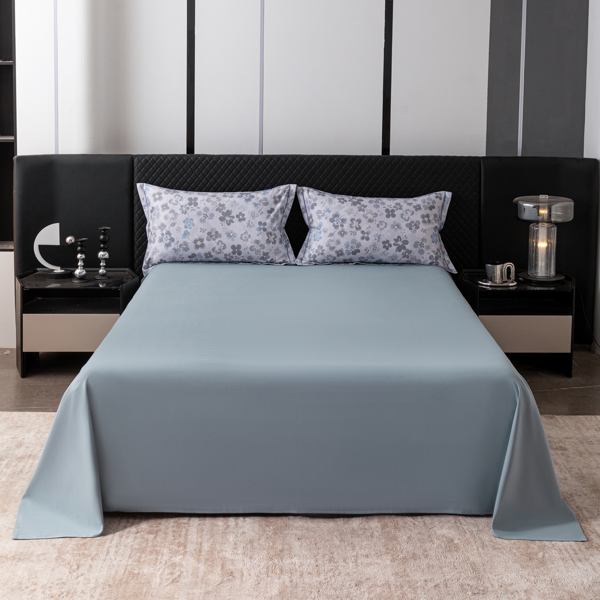 91家纺网 家纺一手货源 找家纺 贝兰仙奴 2025新款全棉磨毛多规格系列单被套 春风恋影灰