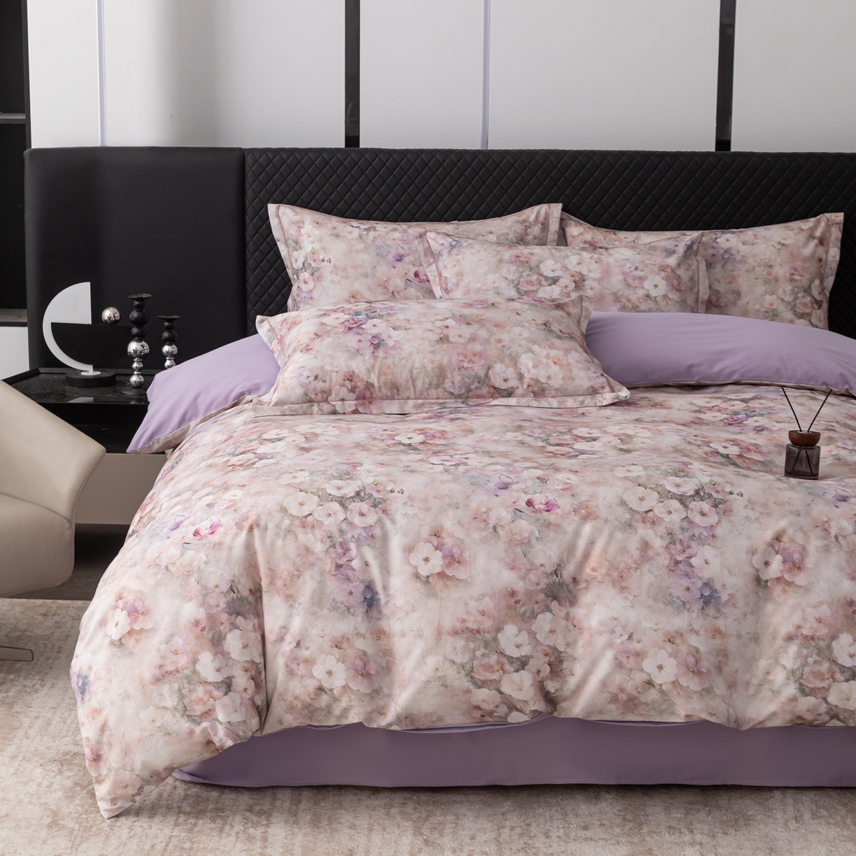 91家纺网 家纺一手货源 找家纺 贝兰仙奴 2025新款全棉磨毛多规格系列单被套 花曲里粉