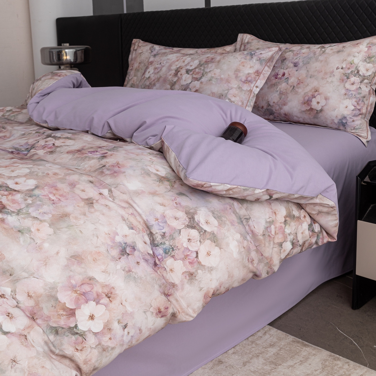 91家纺网 家纺一手货源 找家纺 贝兰仙奴 2025新款全棉磨毛多规格系列单被套 花曲里粉