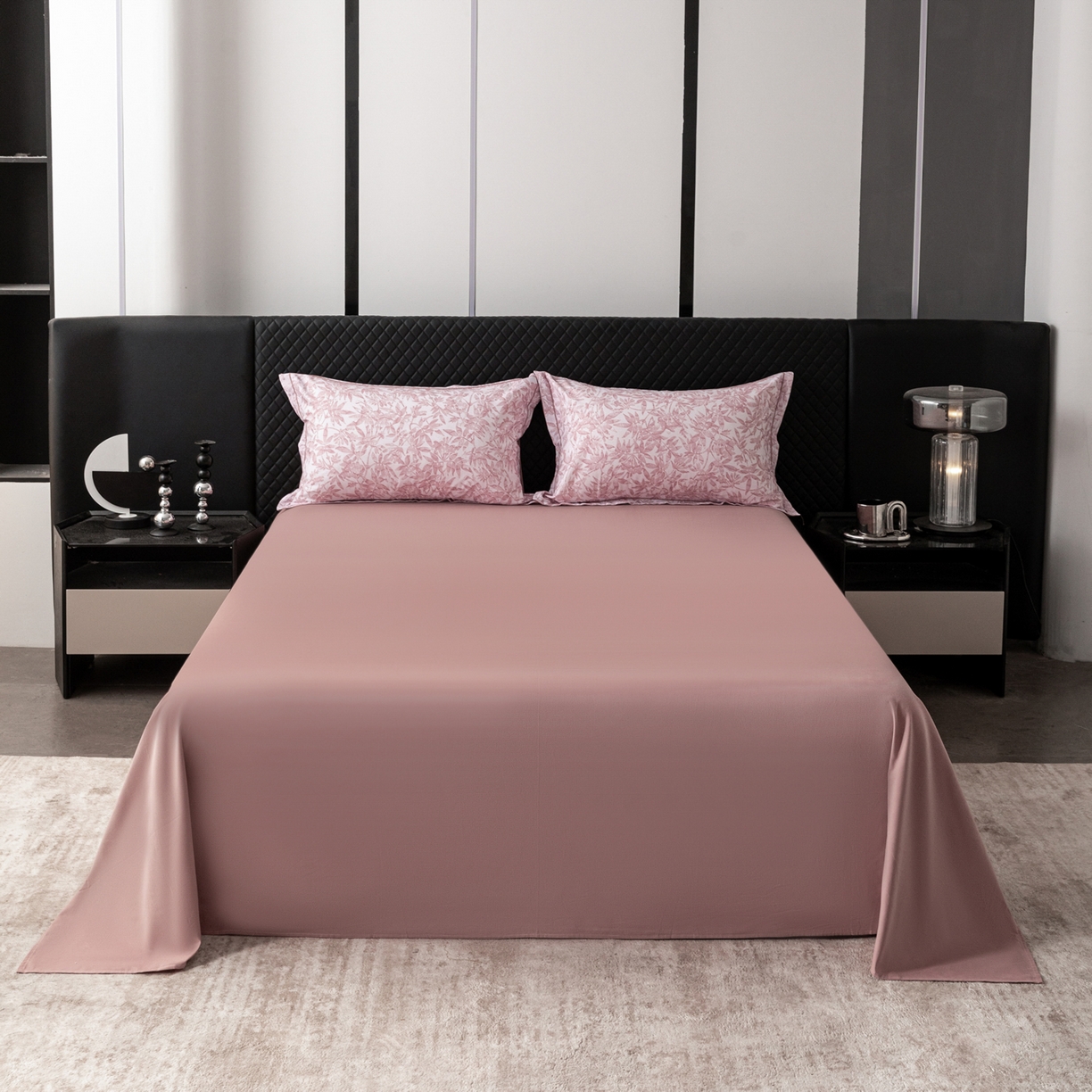 91家纺网 家纺一手货源 找家纺 贝兰仙奴 2025新款全棉磨毛多规格系列单被套 恋影春天粉