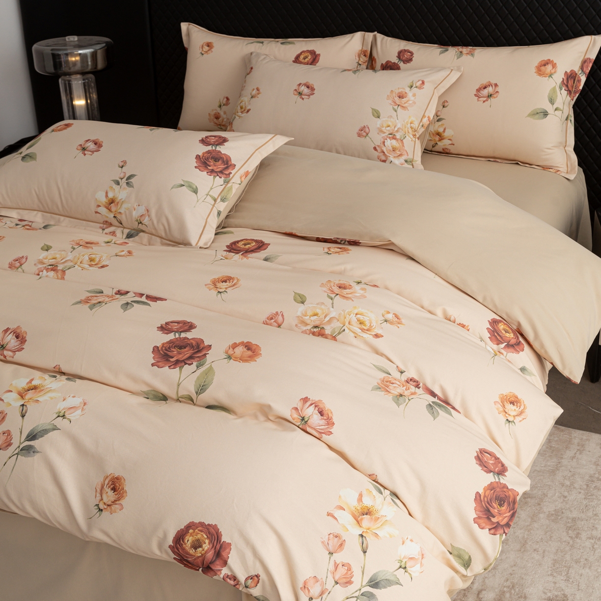 91家纺网 家纺一手货源 找家纺 贝兰仙奴 2025新款全棉磨毛多规格系列单被套 玫瑰时光黄