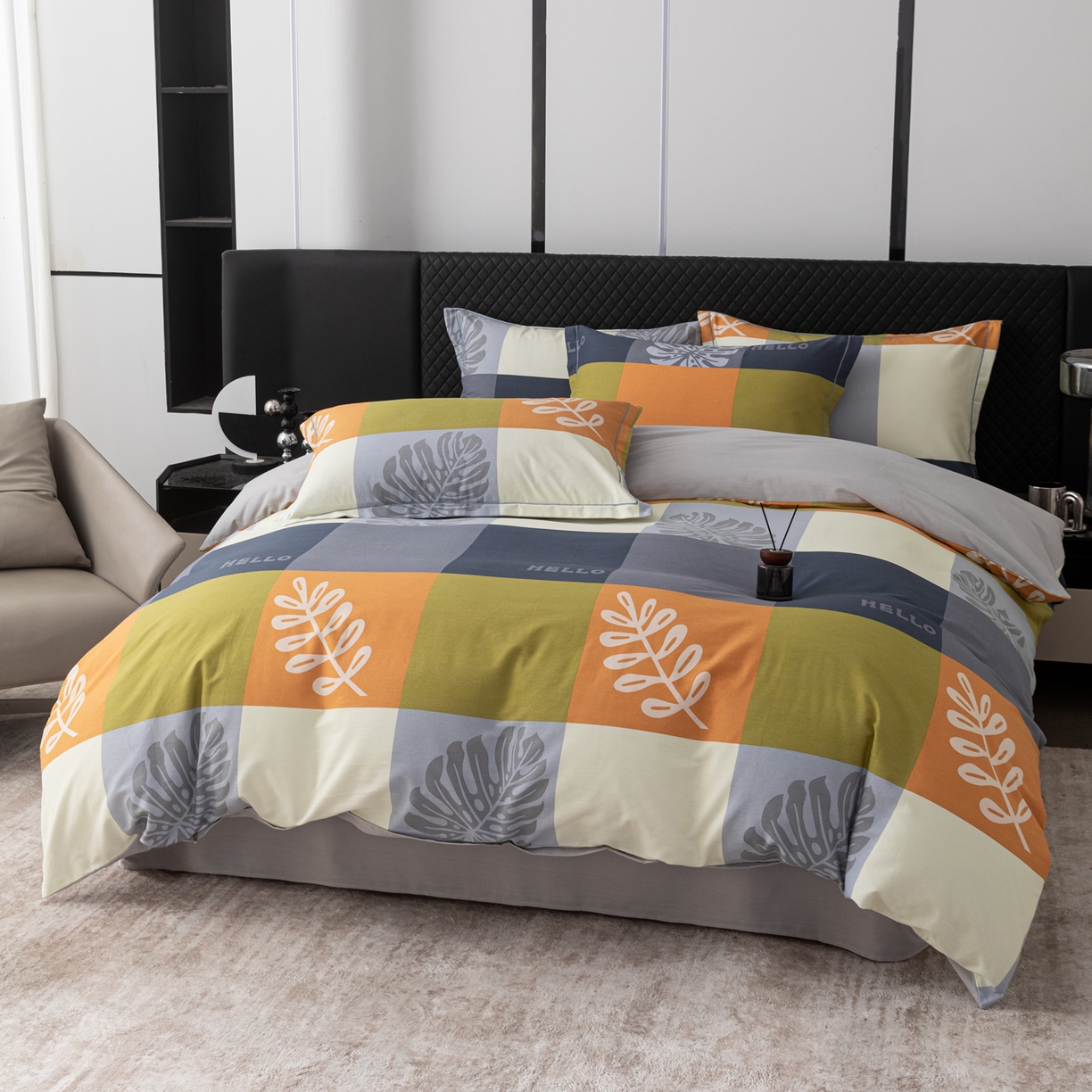 91家纺网 家纺一手货源 找家纺 贝兰仙奴 2025新款全棉磨毛多规格系列单被套 叶梦格调