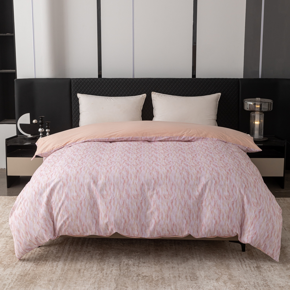 贝兰仙奴 2025新款全棉磨毛多规格系列单被套 云岫流彩粉