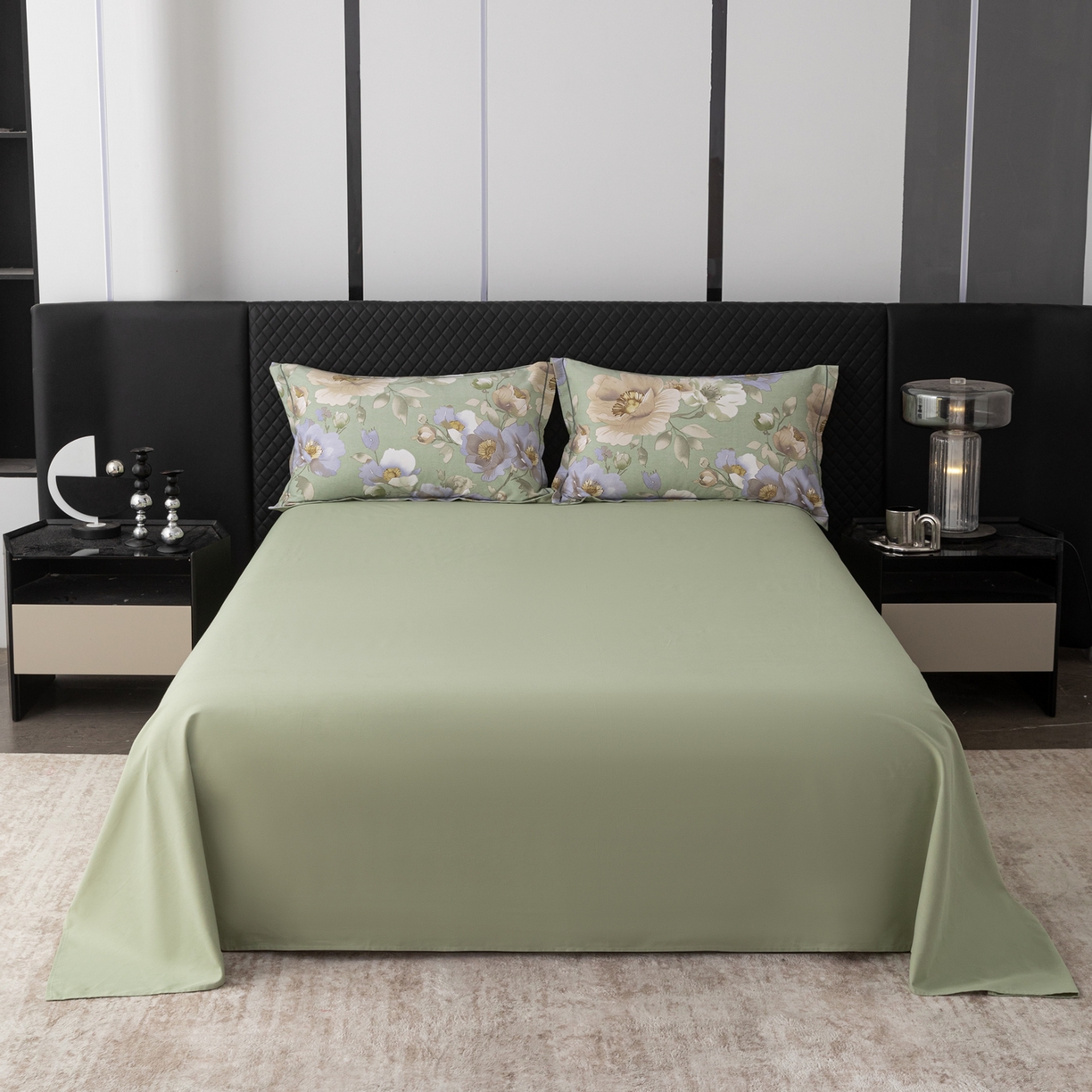 贝兰仙奴 2025新款全棉磨毛多规格系列单床单 花灿烂绿