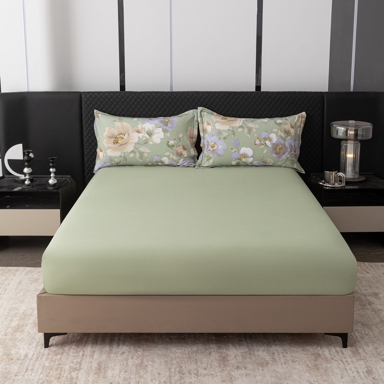 贝兰仙奴 2025新款全棉磨毛多规格系列单床笠 花灿烂绿