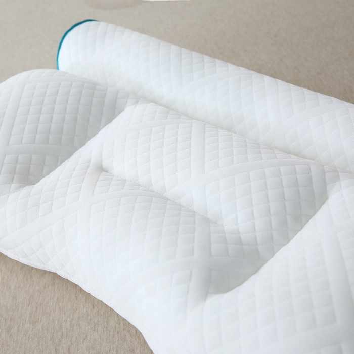 91家纺网 家纺一手货源 找家纺 珍贝家纺 2025新款反牵引颈椎枕枕头枕芯 颈枕-蓝色边