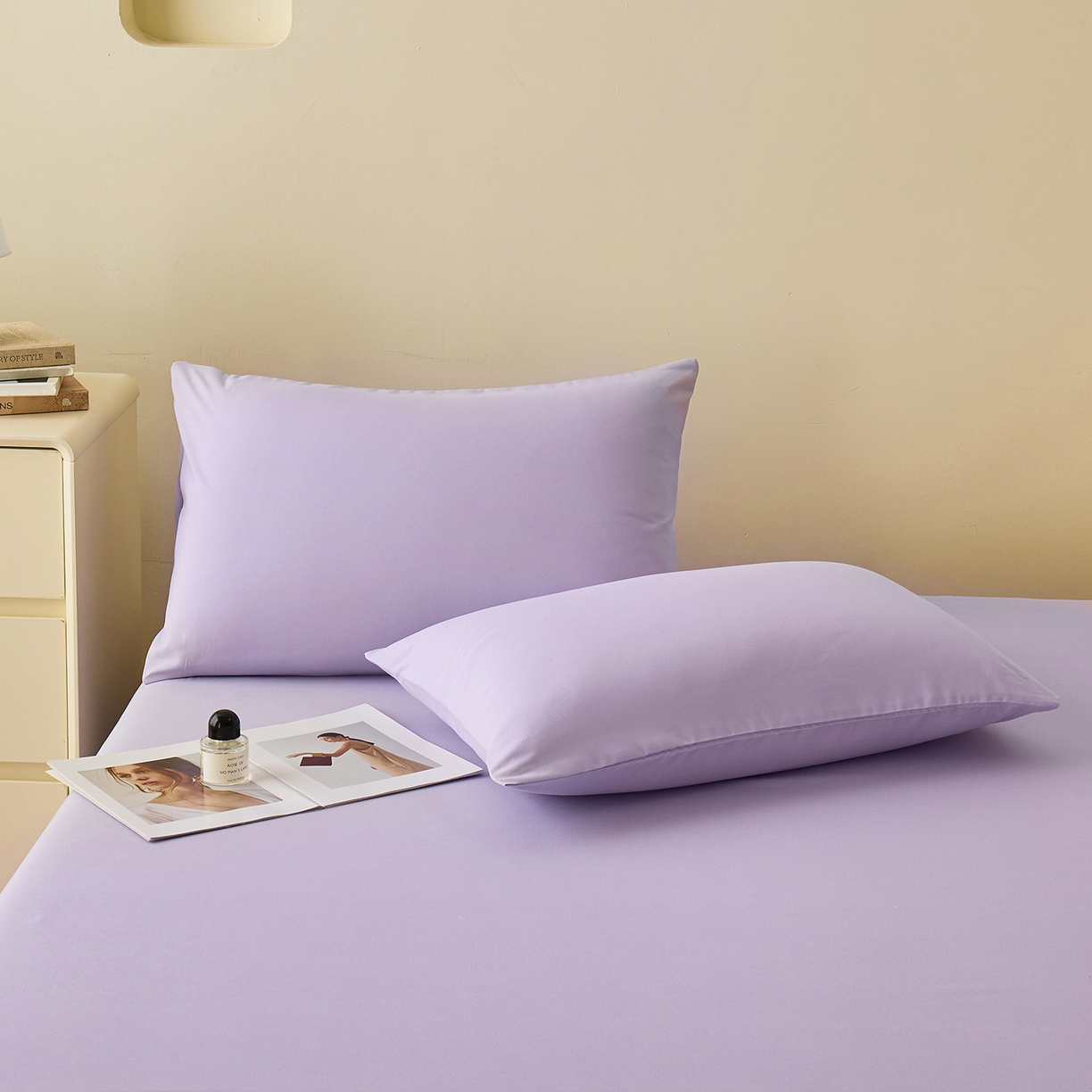 91家纺网 家纺一手货源 找家纺 青泽家纺 2025新款A类亲肤水洗棉纯色床单单品床单单件单床单 优雅紫