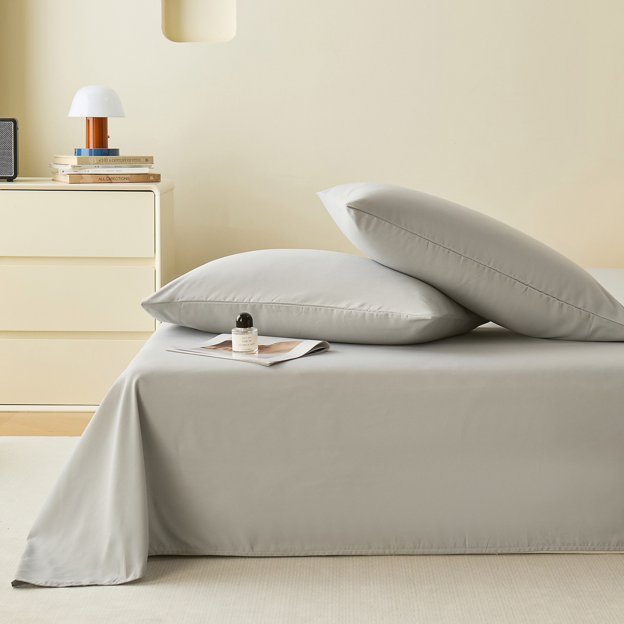 91家纺网 家纺一手货源 找家纺 青泽家纺 2025新款A类亲肤水洗棉纯色床单单品床单单件单床单 素雅灰