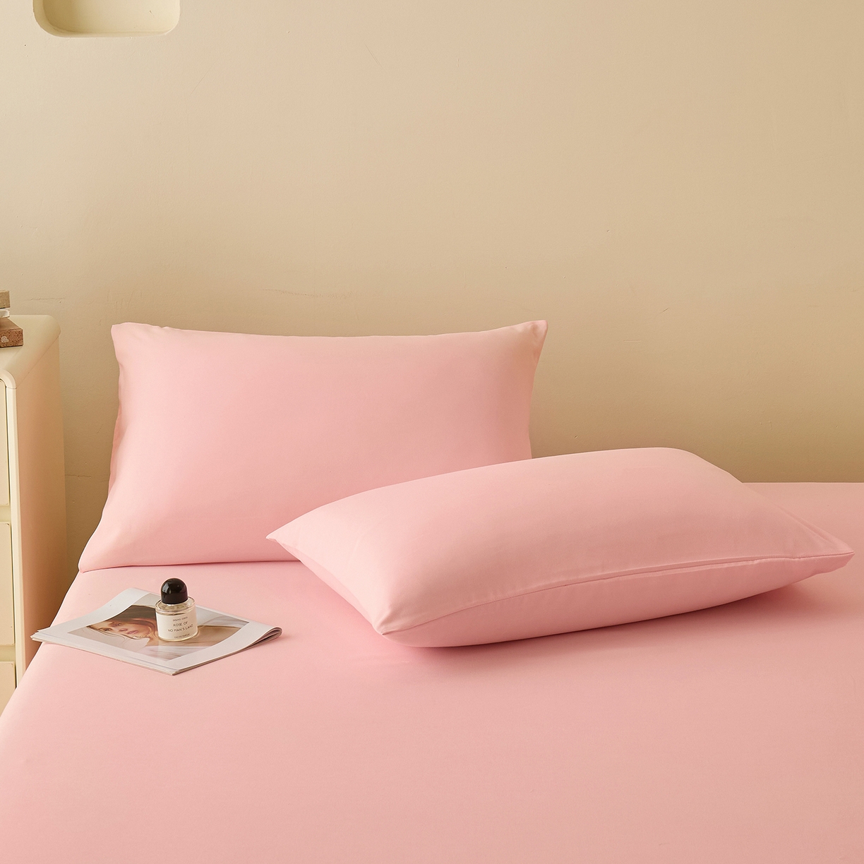 91家纺网 家纺一手货源 找家纺 青泽家纺 2025新款A类亲肤水洗棉纯色床单单品床单单件单床单 空境粉