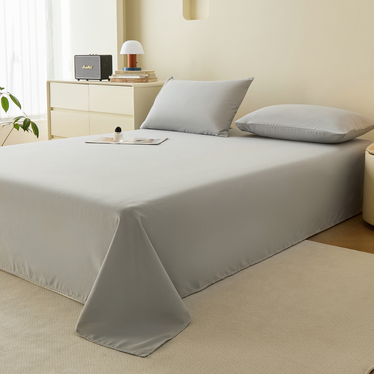 91家纺网 家纺一手货源 找家纺 青泽家纺 2025新款A类亲肤水洗棉纯色床单单品床单单件单床单 素雅灰