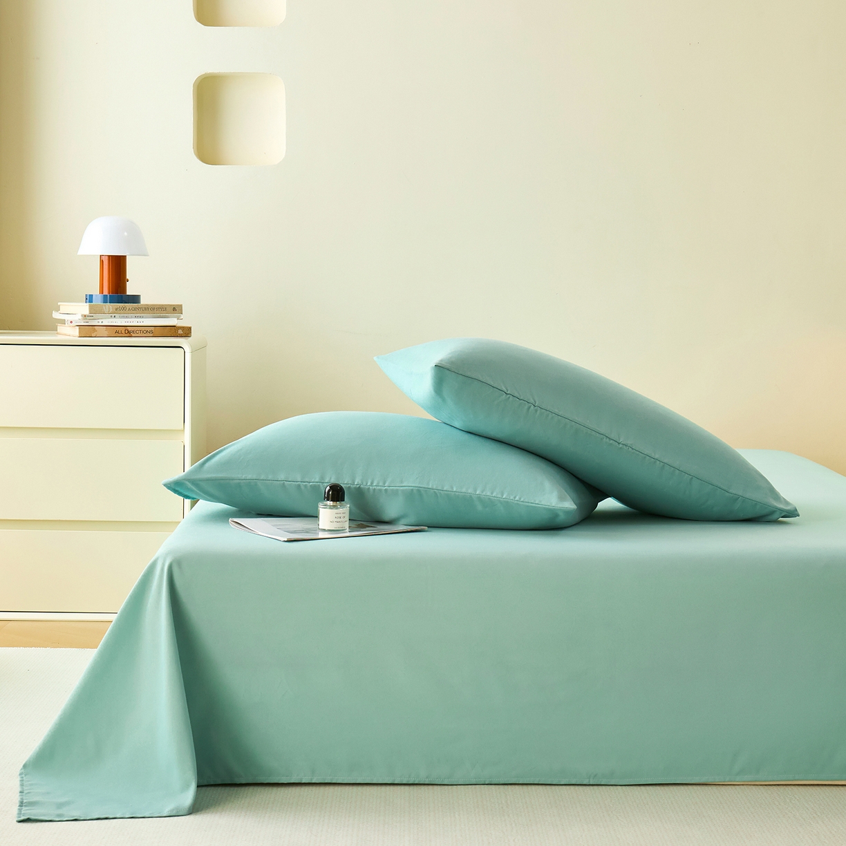 91家纺网 家纺一手货源 找家纺 青泽家纺 2025新款A类亲肤水洗棉纯色床单单品床单单件单床单 天青蓝