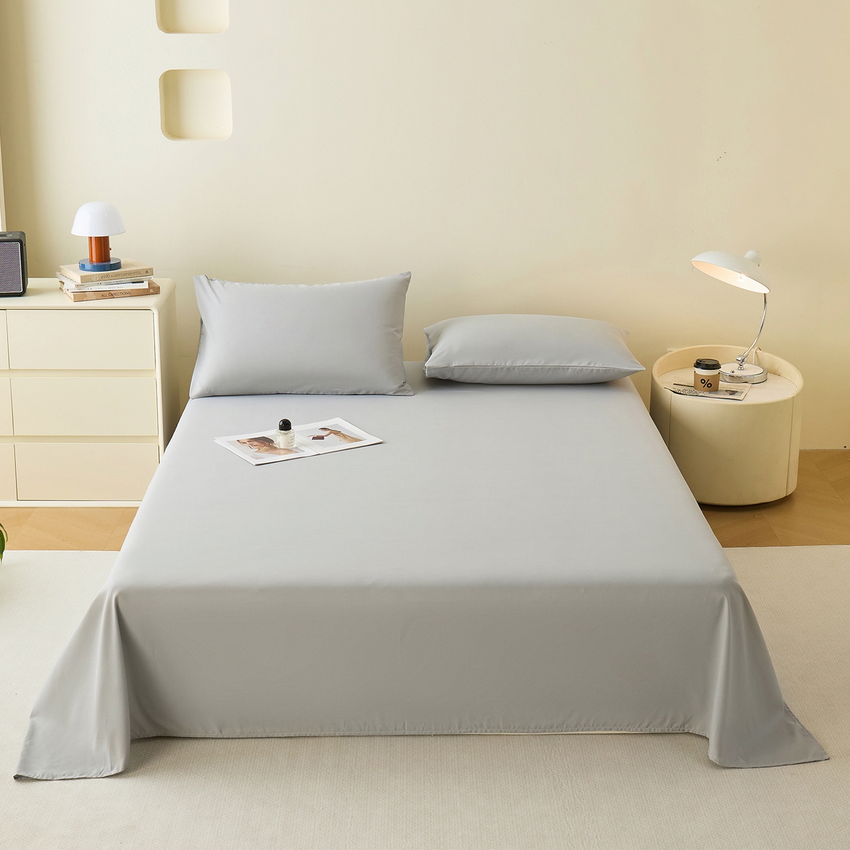 91家纺网 家纺一手货源 找家纺 青泽家纺 2025新款A类亲肤水洗棉纯色床单单品床单单件单床单 素雅灰