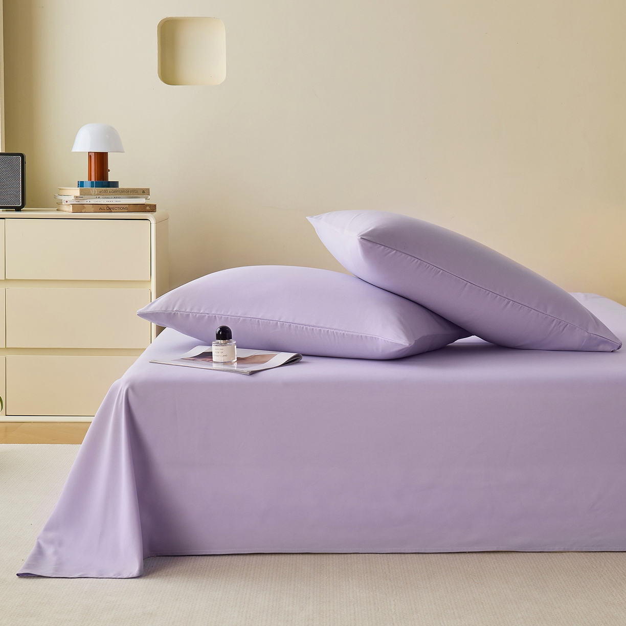 91家纺网 家纺一手货源 找家纺 青泽家纺 2025新款A类亲肤水洗棉纯色床单单品床单单件单床单 优雅紫