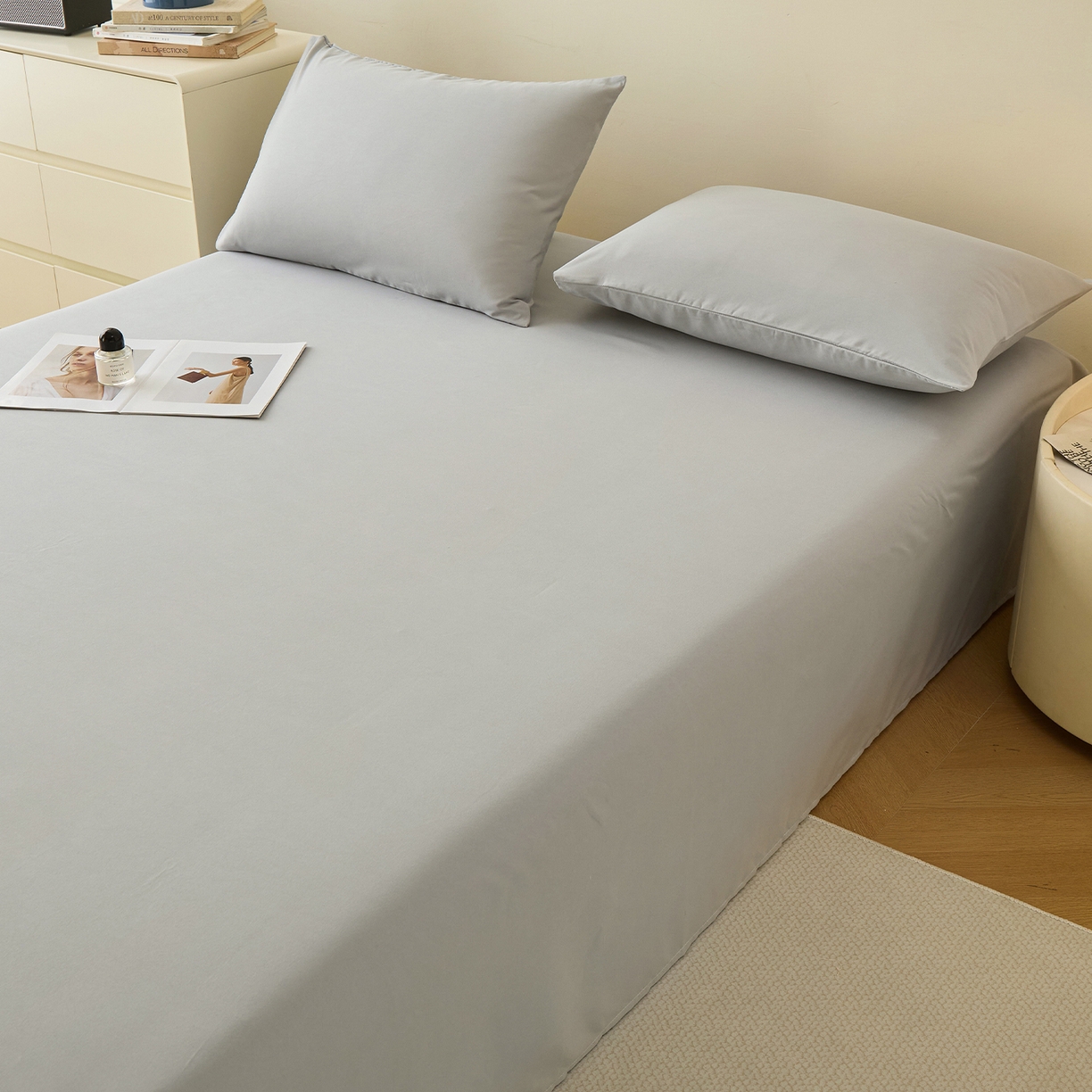 91家纺网 家纺一手货源 找家纺 青泽家纺 2025新款A类亲肤水洗棉纯色床单单品床单单件单床单 素雅灰