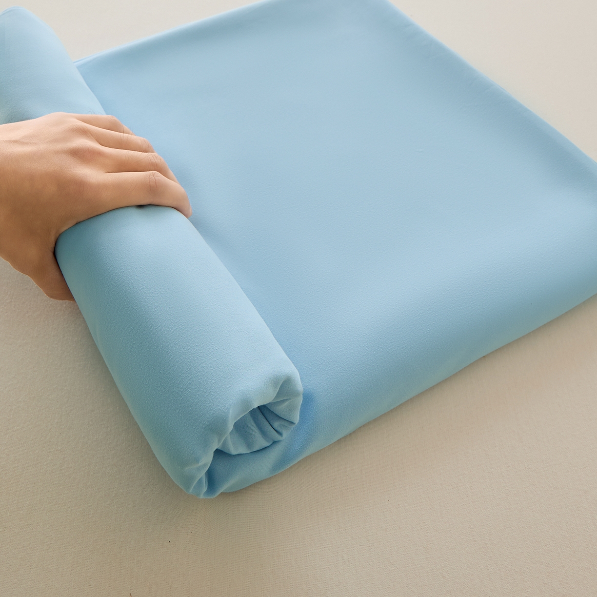 91家纺网 家纺一手货源 找家纺 青泽家纺 2025新款A类亲肤水洗棉纯色床单单品床单单件单床单 海盐蓝