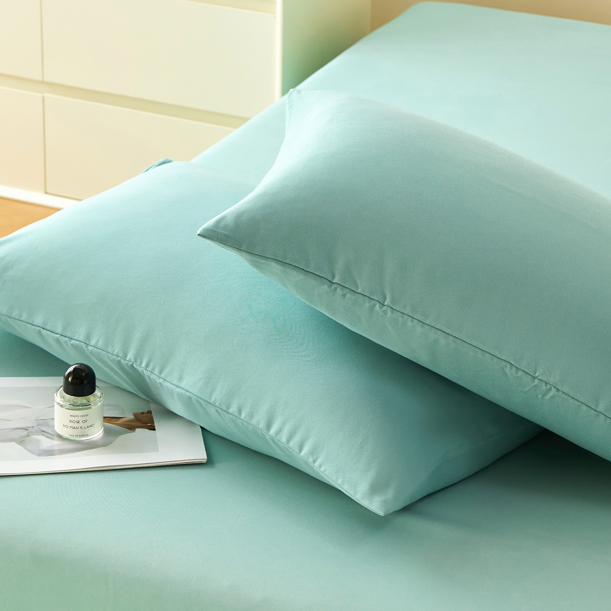 91家纺网 家纺一手货源 找家纺 青泽家纺 2025新款A类亲肤水洗棉纯色床单单品床单单件单床单 天青蓝