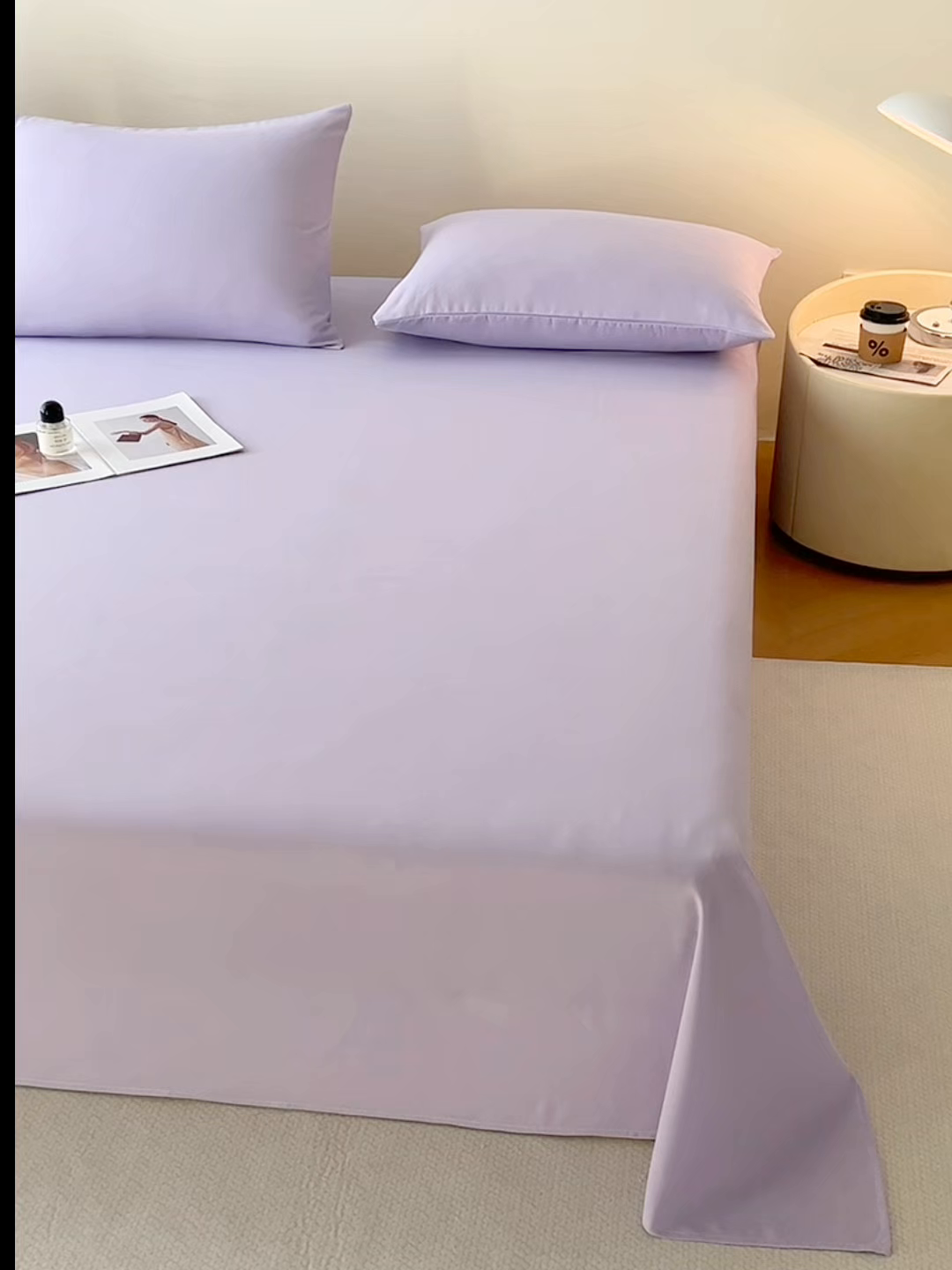 91家纺网 家纺一手货源 找家纺 青泽家纺 2025新款A类亲肤水洗棉纯色床单单品床单单件单床单 优雅紫