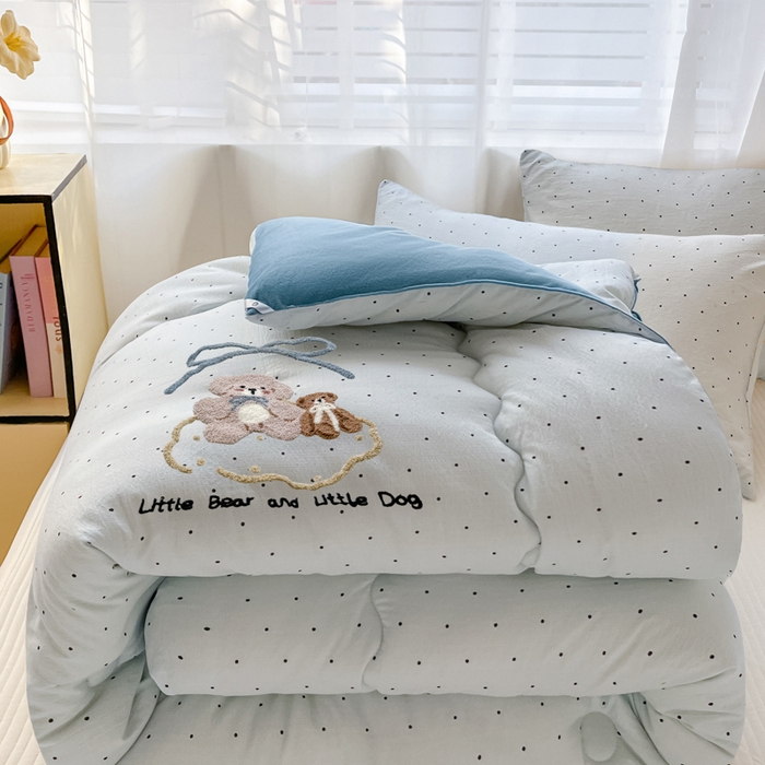 91家纺网 家纺一手货源 找家纺 （总）老帅的工厂店 2025新款云感双层纱毛巾绣懒人被被子被芯