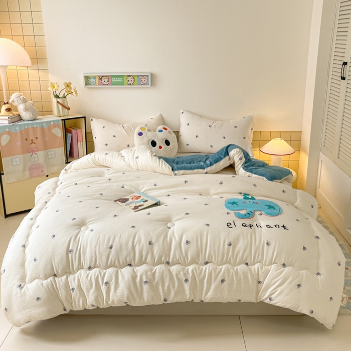 老帅的工厂店 2025新款云感双层纱毛巾绣懒人被被子被芯 幸运小象