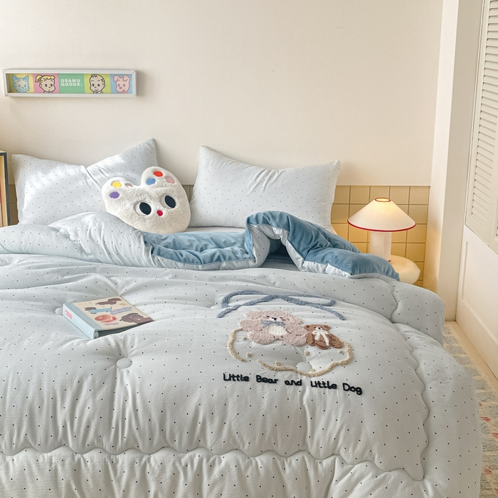 91家纺网 家纺一手货源 找家纺 老帅的工厂店 2025新款云感双层纱毛巾绣懒人被被子被芯 好朋友