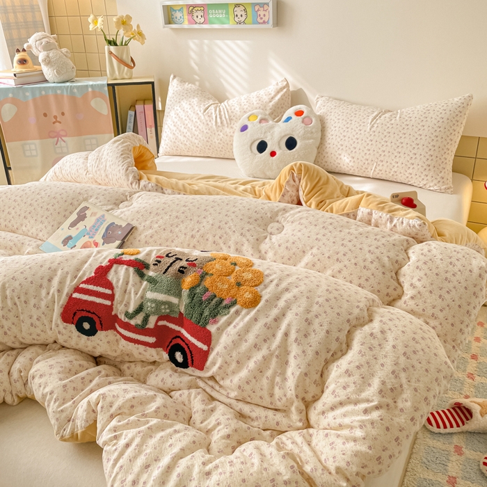 91家纺网 家纺一手货源 找家纺 老帅的工厂店 2025新款云感双层纱毛巾绣懒人被被子被芯 开车小猫