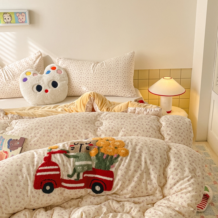 91家纺网 家纺一手货源 找家纺 老帅的工厂店 2025新款云感双层纱毛巾绣懒人被被子被芯 开车小猫