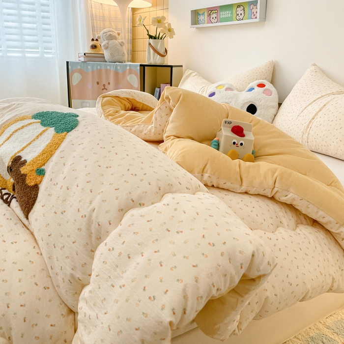 91家纺网 家纺一手货源 找家纺 老帅的工厂店 2025新款云感双层纱毛巾绣懒人被被子被芯 卡皮巴拉