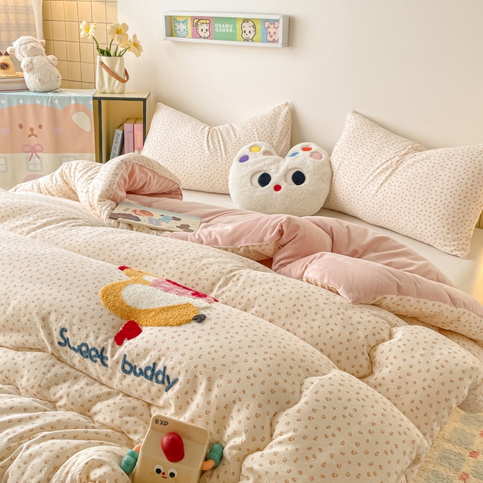 91家纺网 家纺一手货源 找家纺 老帅的工厂店 2025新款云感双层纱毛巾绣懒人被被子被芯 跳跳兔