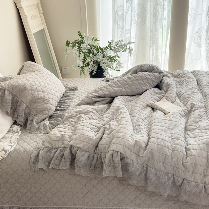 91家纺网 家纺一手货源 找家纺 （总）上喜 2025新款六代砂洗床盖三件套+多功能夏被