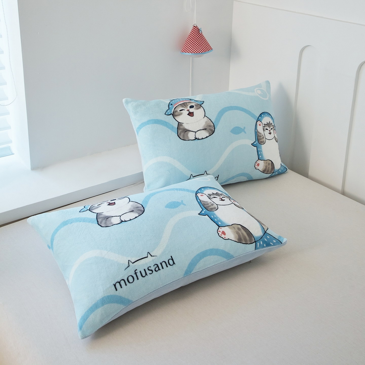 （总）蘭菲家纺 2025新款高克重牛奶绒正版鲨鱼猫系列单品枕套
