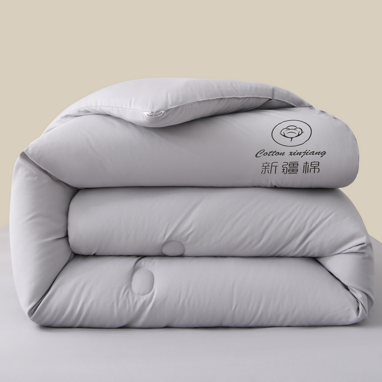 91家纺网 家纺一手货源 找家纺 寝美资家居 2025新疆水冼棉纯色棉花被被子被芯 棉花-灰