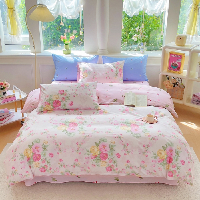 91家纺网 家纺一手货源 找家纺 集布 2025新款12868全棉喷气印花四件套 椿野初见