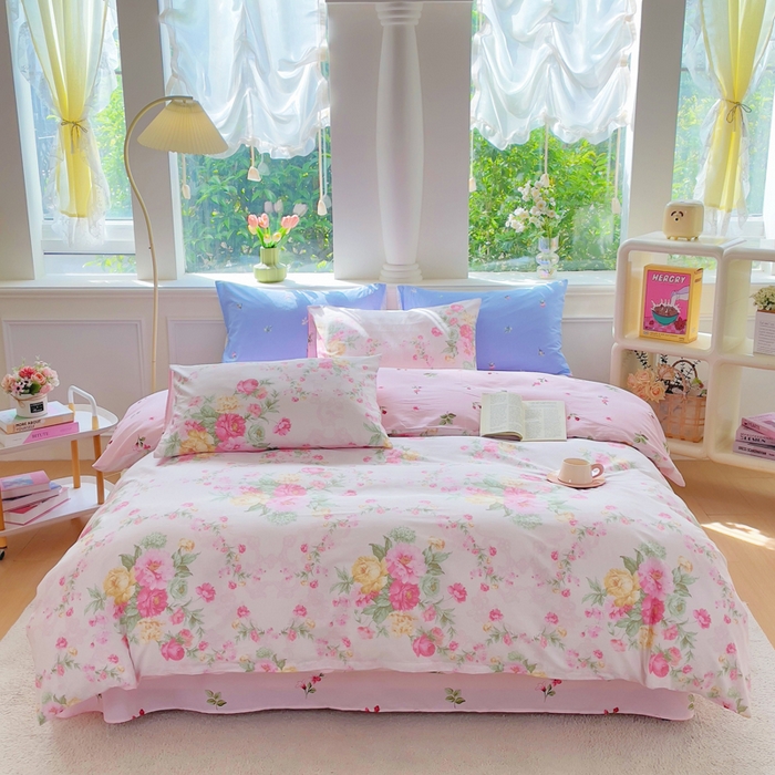 91家纺网 家纺一手货源 找家纺 集布 2025新款12868全棉喷气印花四件套 椿野初见