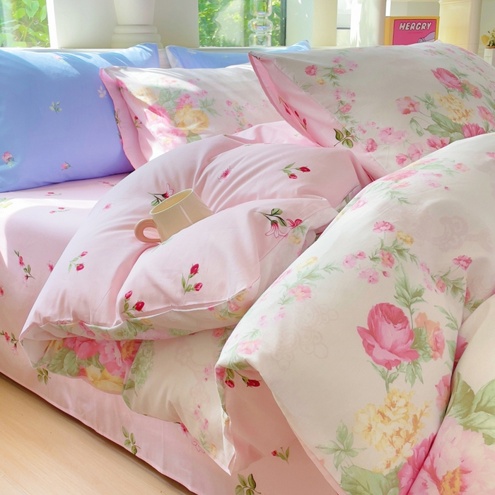 91家纺网 家纺一手货源 找家纺 集布 2025新款12868全棉喷气印花四件套 椿野初见