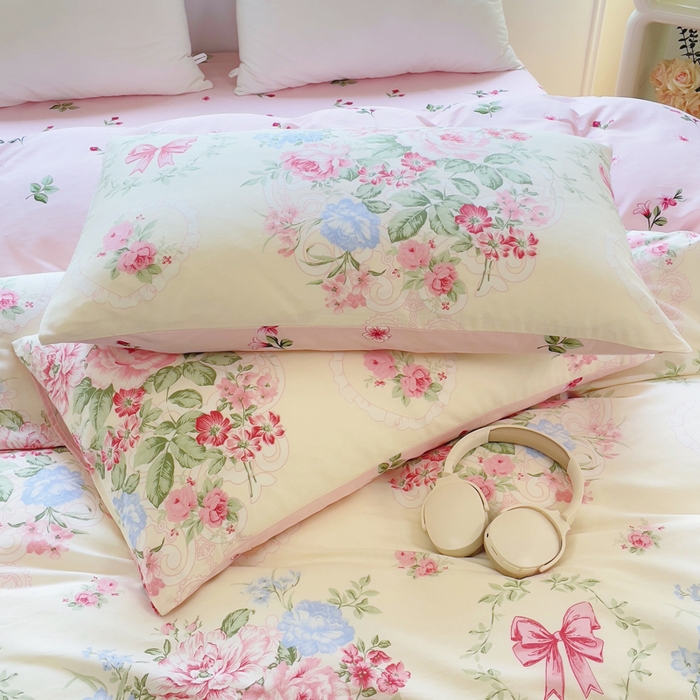 91家纺网 家纺一手货源 找家纺 集布 2025新款12868全棉喷气印花四件套 海仁粉