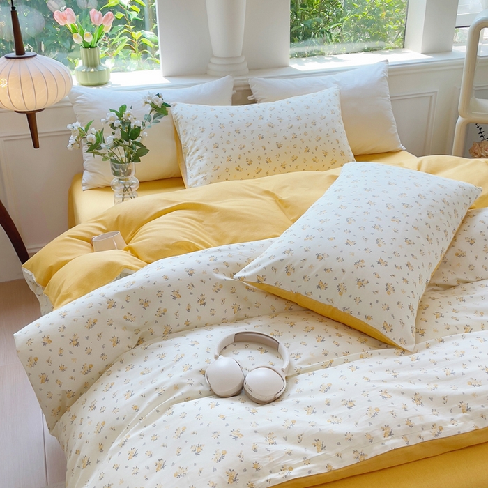 91家纺网 家纺一手货源 找家纺 集布 2025新款12868全棉喷气印花四件套 茉莉花