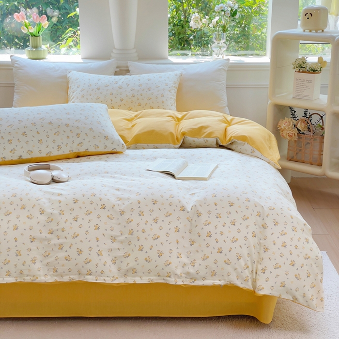 91家纺网 家纺一手货源 找家纺 集布 2025新款12868全棉喷气印花四件套 茉莉花