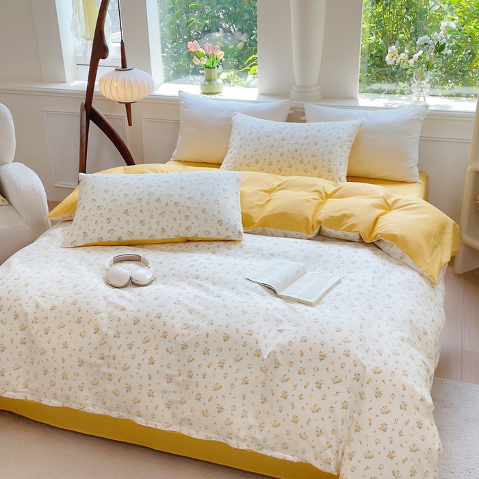 91家纺网 家纺一手货源 找家纺 集布 2025新款12868全棉喷气印花四件套 茉莉花