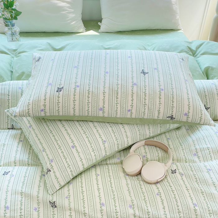 91家纺网 家纺一手货源 找家纺 集布 2025新款12868全棉喷气印花四件套 仙草