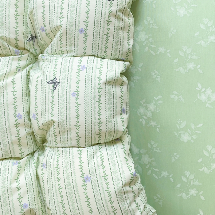 91家纺网 家纺一手货源 找家纺 集布 2025新款12868全棉喷气印花四件套 仙草