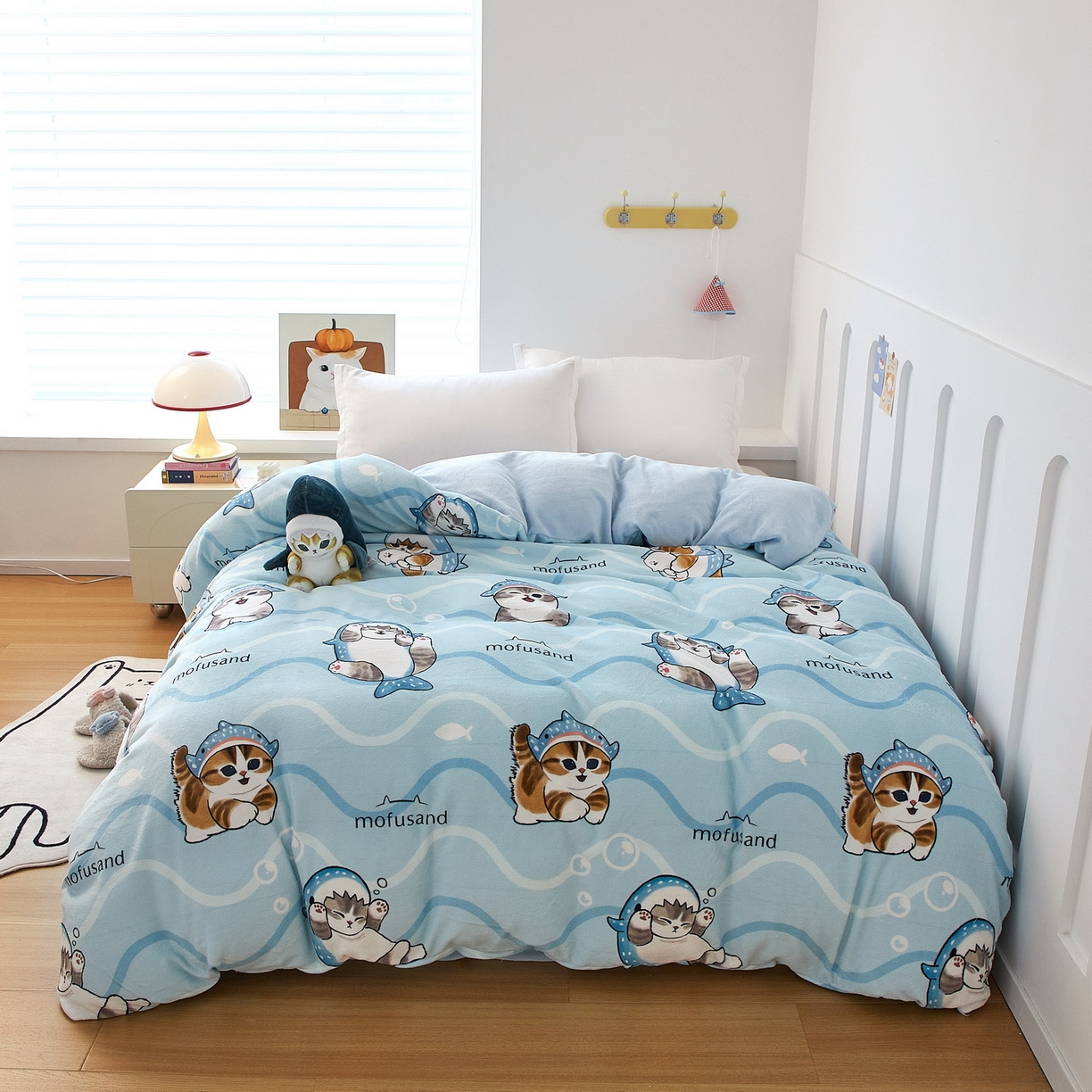 （总）蘭菲家纺 2025新款高克重牛奶绒正版鲨鱼猫系列单品被套