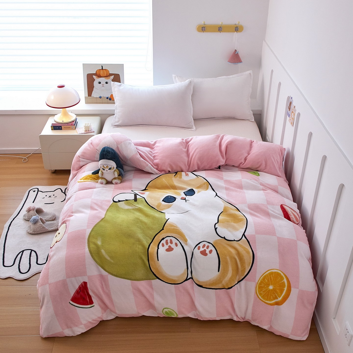 91家纺网 家纺一手货源 找家纺 （总）蘭菲家纺 2025新款高克重牛奶绒正版鲨鱼猫系列单品被套