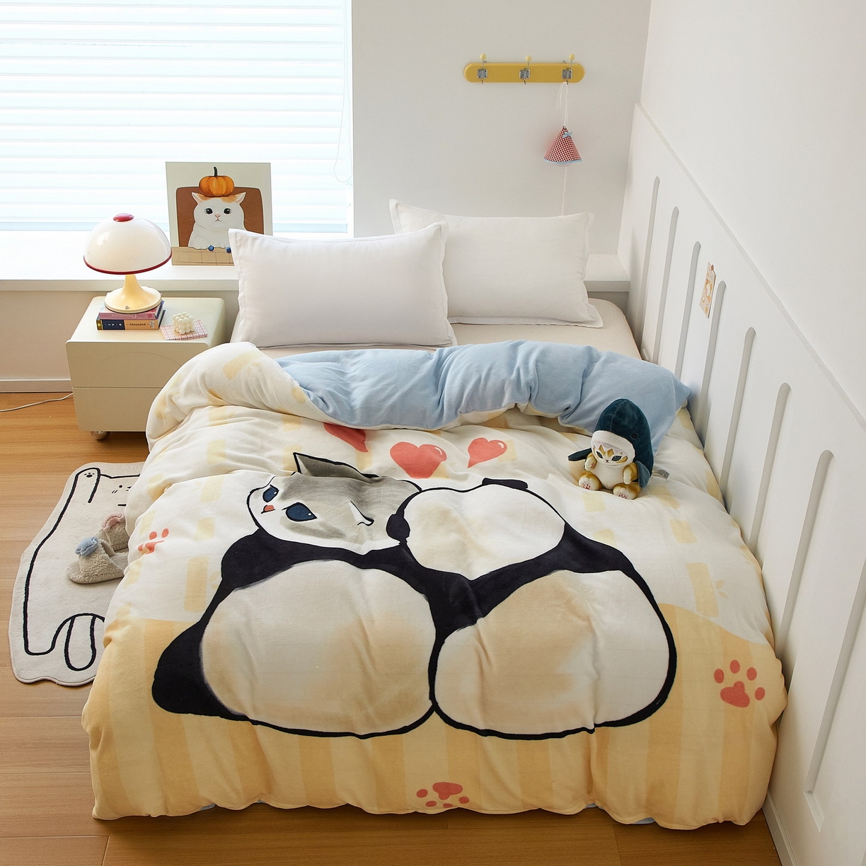 蘭菲家纺 2025新款高克重牛奶绒正版鲨鱼猫系列单品被套 珊迪熊-猫福