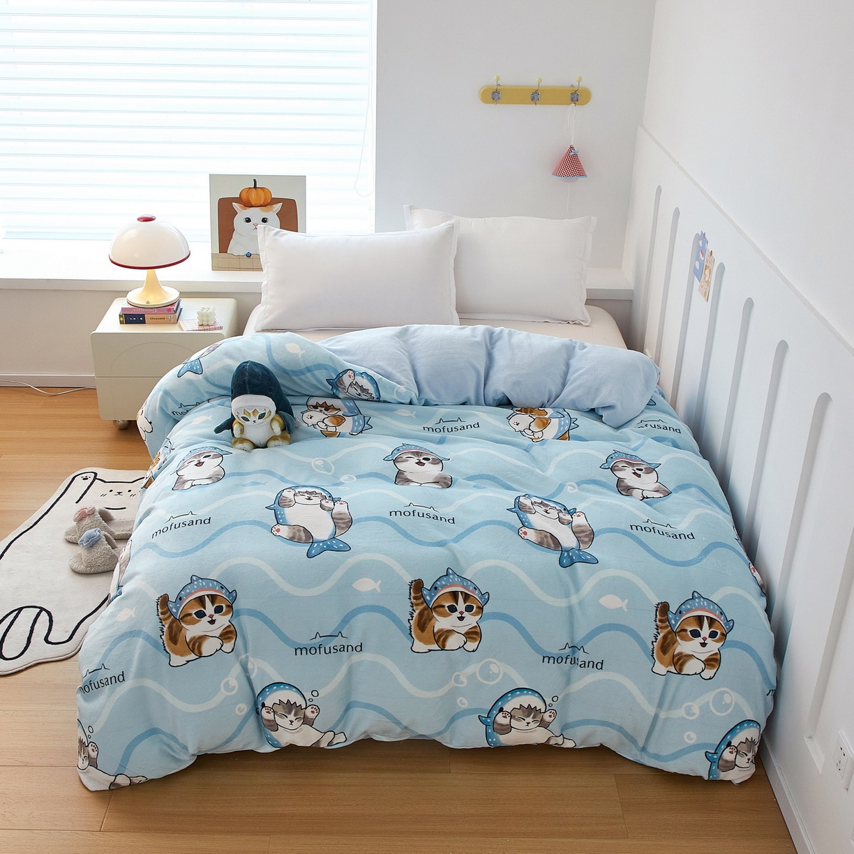 91家纺网 家纺一手货源 找家纺 （总）蘭菲家纺 2025新款高克重牛奶绒正版鲨鱼猫系列单品被套