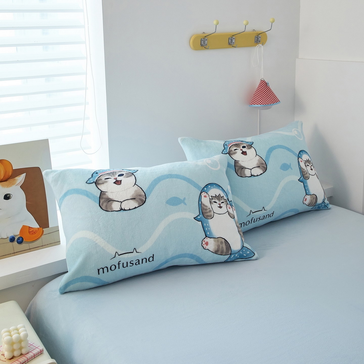 91家纺网 家纺一手货源 找家纺 （总）蘭菲家纺 2025新款高克重牛奶绒正版鲨鱼猫系列四件套