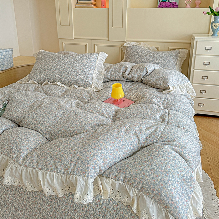 91家纺网 家纺一手货源 找家纺 源舜家纺 2025新款全棉双层纱床盖三件套四件套 抹茶小团子 咖