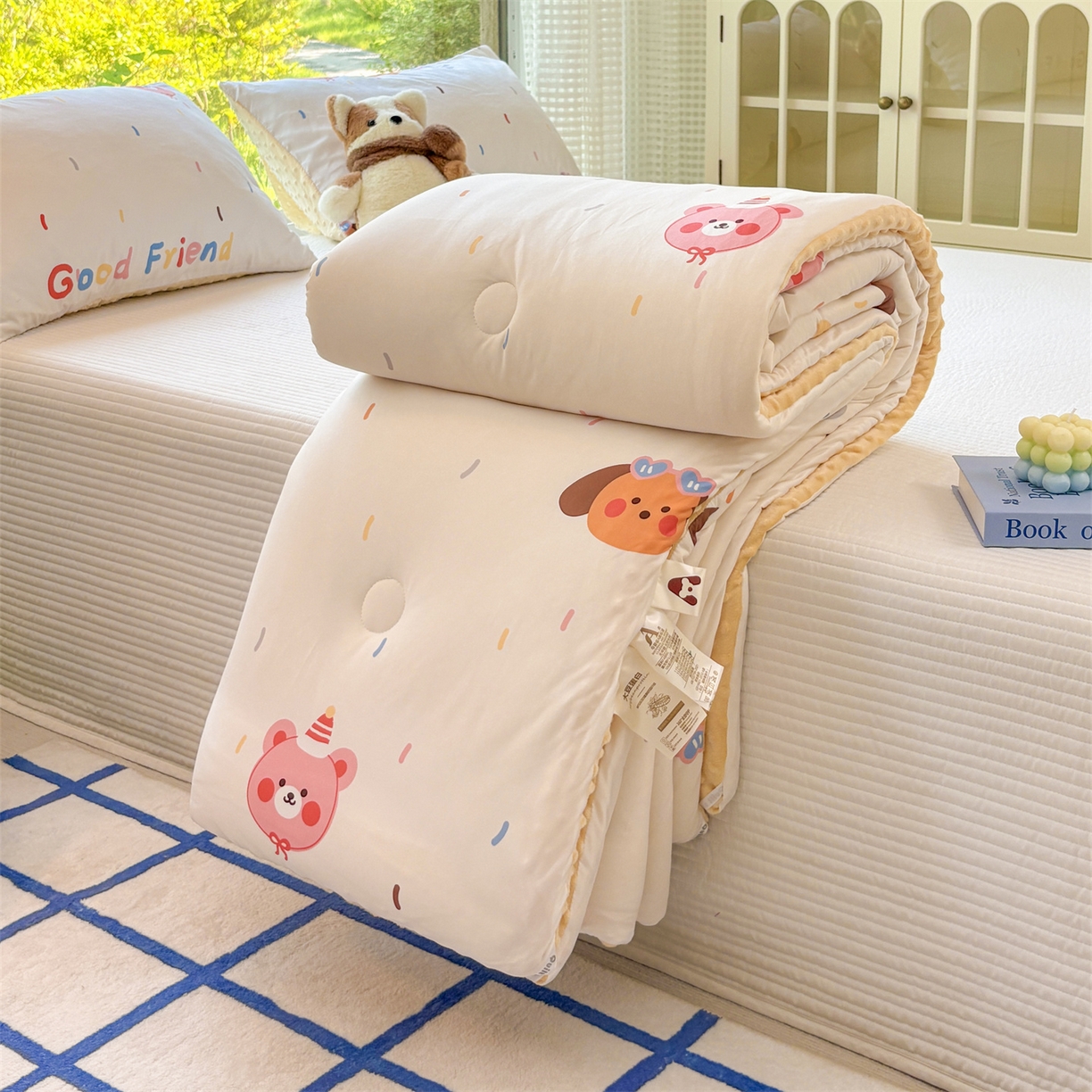 91家纺网 家纺一手货源 找家纺 恒畅 2025新款A类针织棉大豆被被子被芯 好朋友