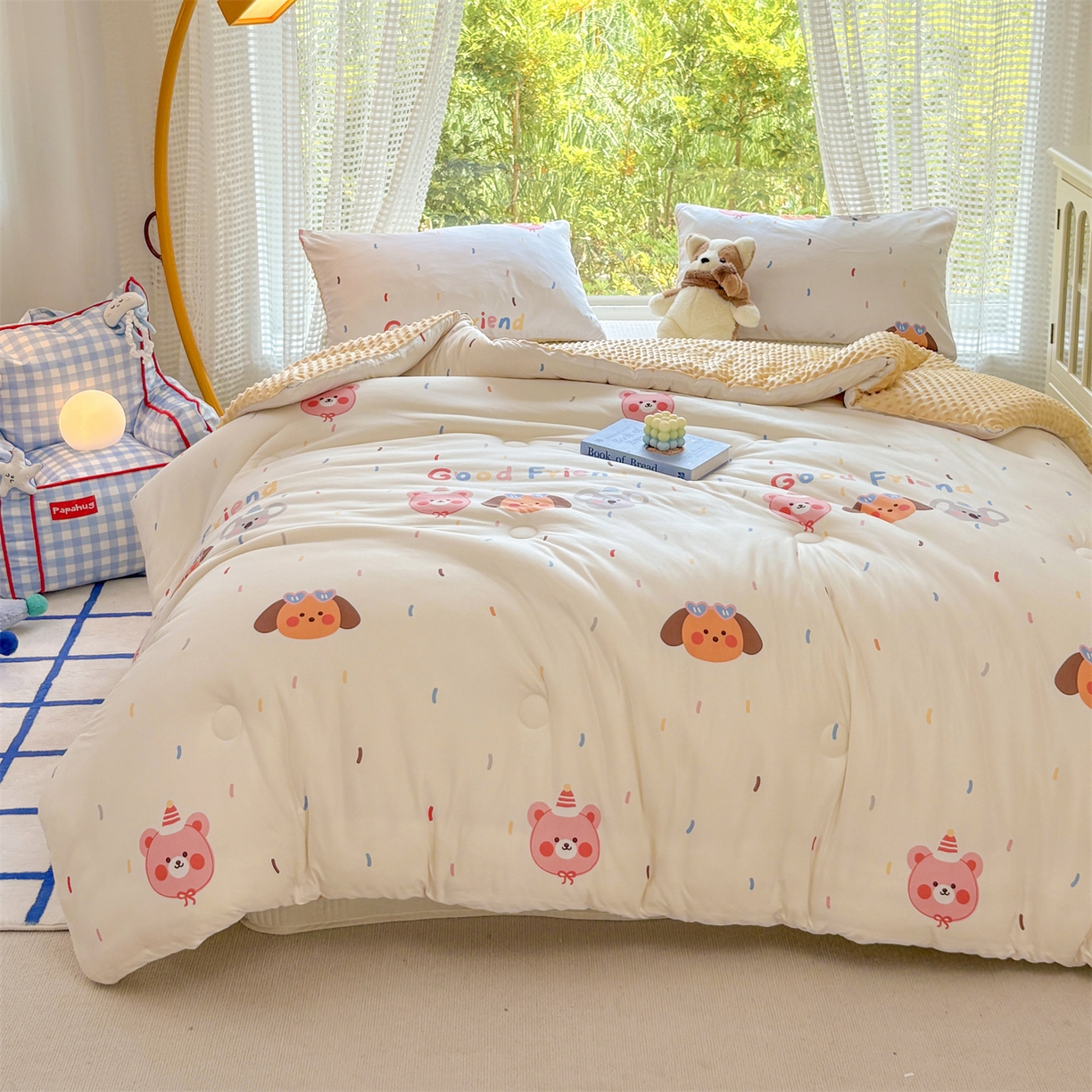 91家纺网 家纺一手货源 找家纺 恒畅 2025新款A类针织棉大豆被被子被芯 好朋友