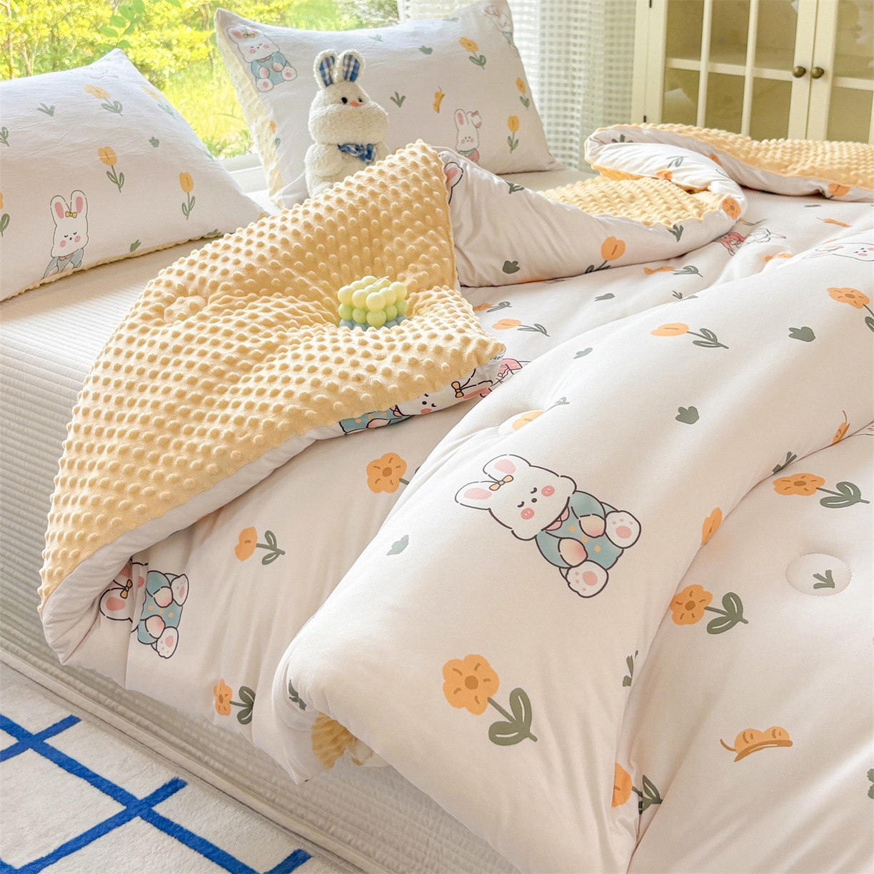 91家纺网 家纺一手货源 找家纺 恒畅 2025新款A类针织棉大豆被被子被芯 田园小图