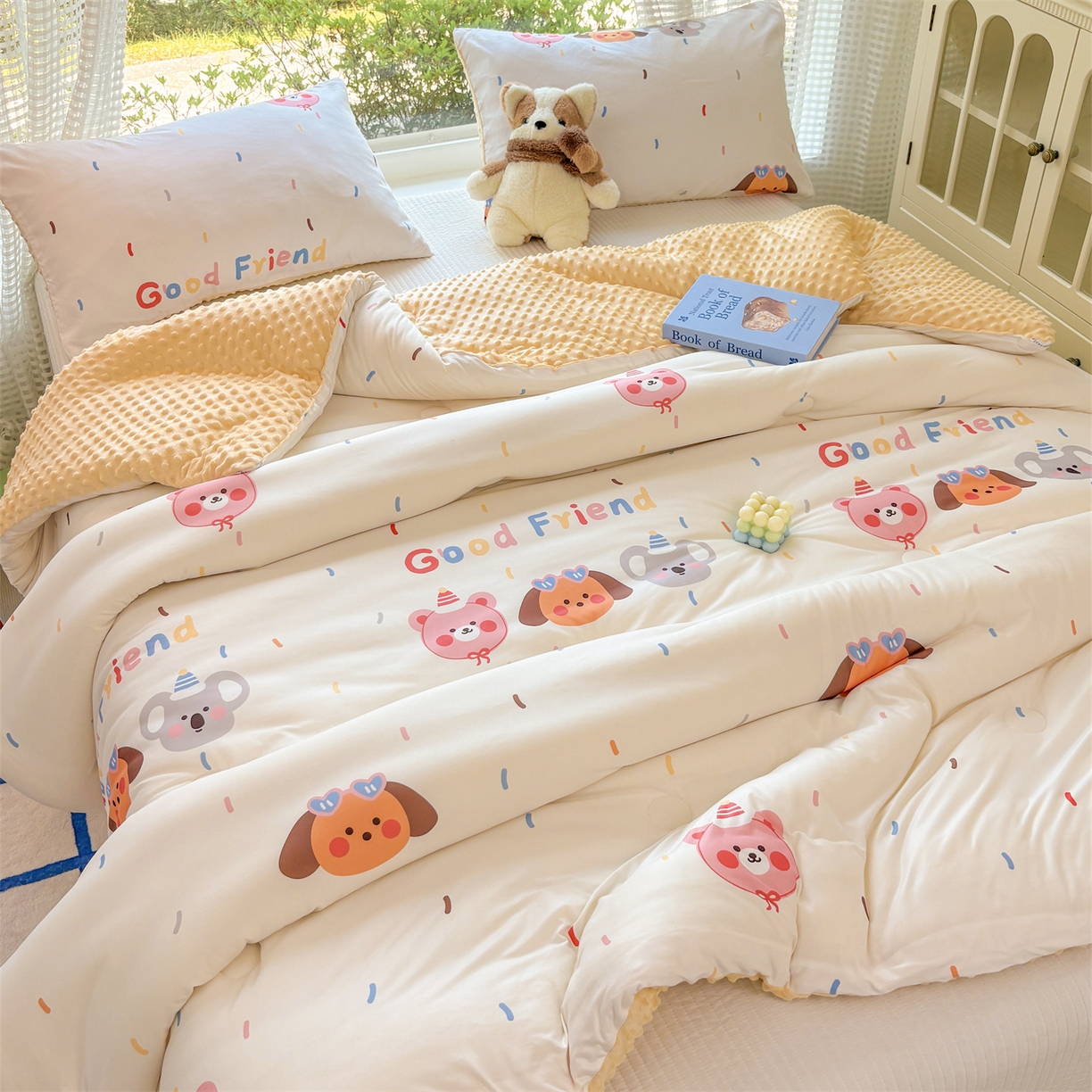 91家纺网 家纺一手货源 找家纺 恒畅 2025新款A类针织棉大豆被被子被芯 好朋友